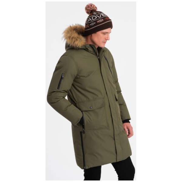 Zimná originálna olivová prešívaná parka V3 JALJ-0148 - M
