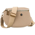 Béžová dámska crossbody kabelka so zipsom a nastaviteľným popruhom