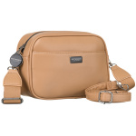Béžová dámska crossbody kabelka z eko kože s dvoma popruhmi – Peterson