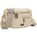 Béžová dámska crossbody kabelka z ekologickej kože so zadným vreckom