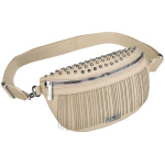 Béžová dámska crossbody taška Peterson z ekologickej kože so striebornými cvočkami