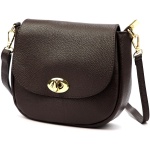 Čierna a tmavohnedá dámska crossbody kabelka so zlatou sponou
