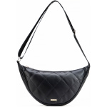 Crossbody kabelka z imitácie kože s geometrickým prešívaním čierno-zlatá