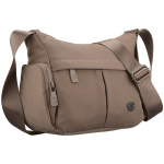 Dámska béžová mestská crossbody kabelka z polyesteru