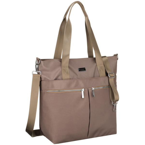 Dámska béžová shopper taška s jednou komorou a zapínaním na zips