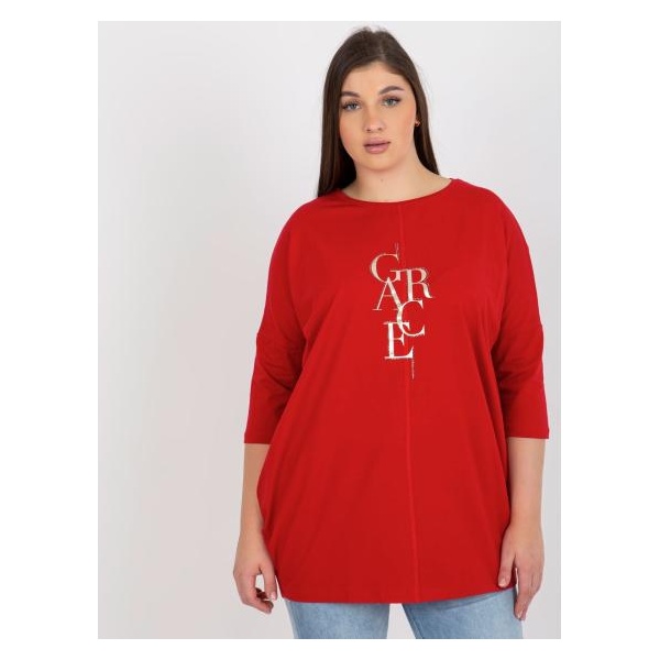 Dámska blúzka s 3/4 rukávmi plus size SIXTA červená