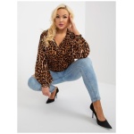 Dámska blúzka s leopardím potlačou plus size GERDA svetlo hnedá a čierna