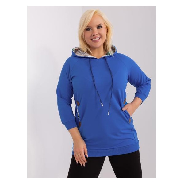 Dámska blúzka s vreckami plus size tmavomodrá