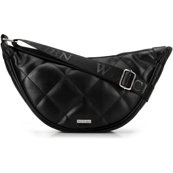 Dámska crossbody v geometrickom prešívaní čierno-strieborná 100-4Y-422-1S