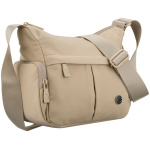Dámska ecru mestská crossbody kabelka z polyesteru so zipsovým zapínaním