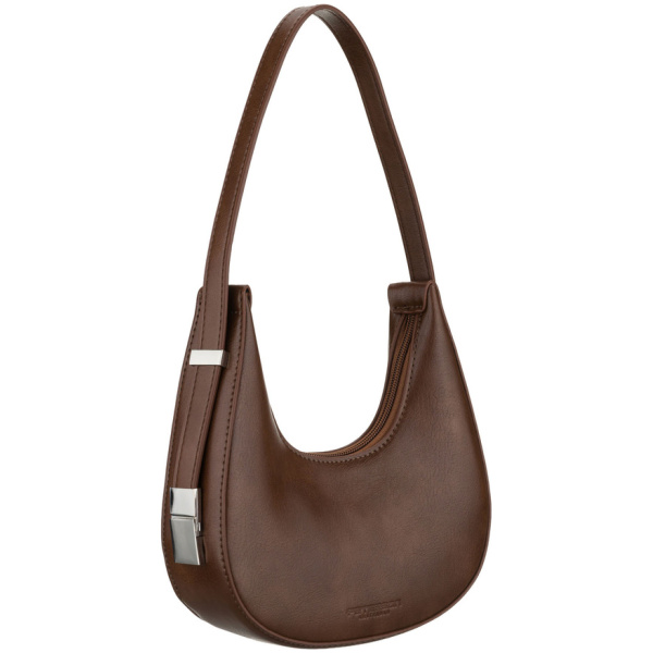 Dámska hnedá bagetová crossbody kabelka z ekologickej kože