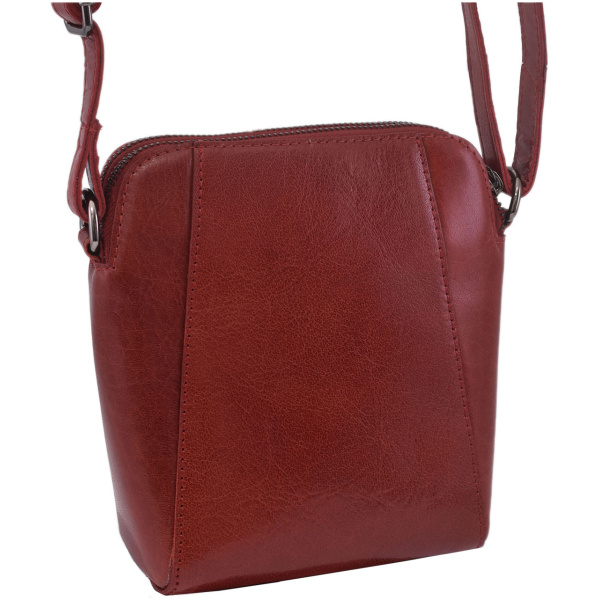 Dámska kožená crossbody kabelka červená 250125