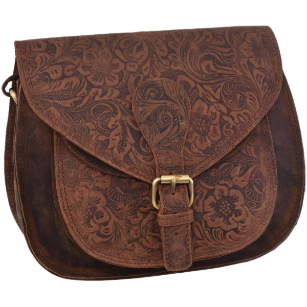 Dámska kožená crossbody kabelka tmavohnedá 250123