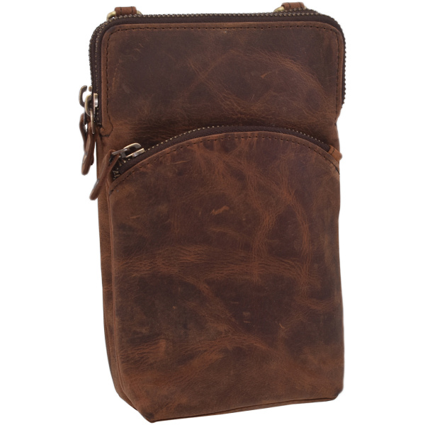 Dámska kožená crossbody kabelka tmavý tan 2511538