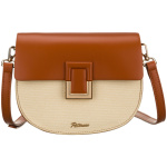 Dámska malá crossbody kabelka Peterson v tvare podkovy – ecru a hnedá so zlatými detailmi