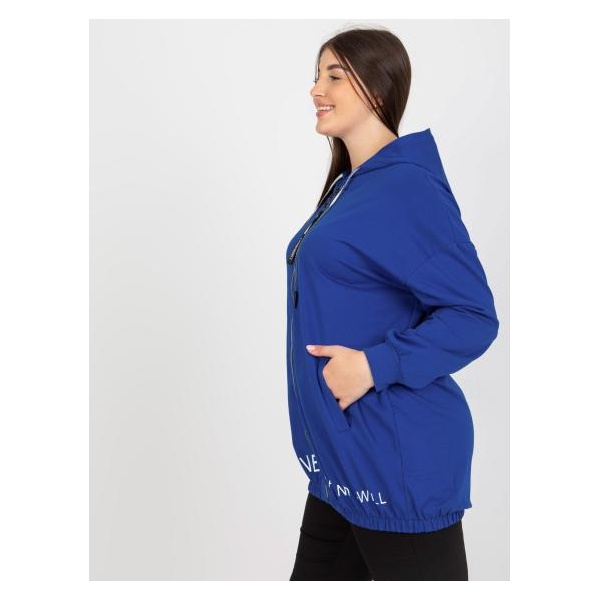 Dámska mikina plus size bez zipsu s nápisom SADIE tmavo modrá