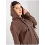 Dámska mikina plus size s kapucňou a nápisom LEOLA hnedá