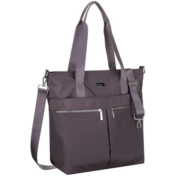 Dámska šedá shopper taška z polyesteru s nastaviteľným odnímateľným remienkom