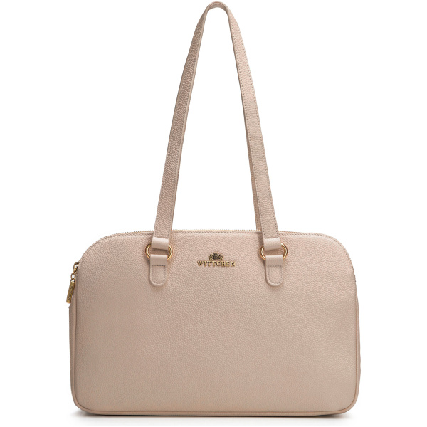 Dámska shopper kabelka z prírodnej kože béžová 102-4E-622-9