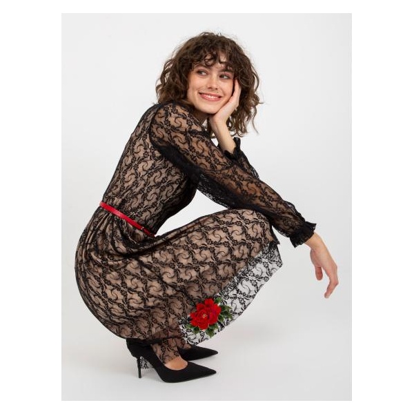 Dámske šaty s opaskom ASA čierne