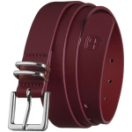 Dámsky opasok z ekologickej kože v bordovej farbe so striebornou prackou