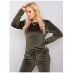 Dámsky plus size velúrový komplet Jeanne khaki