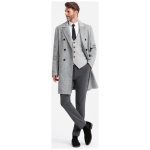 Elegantný pánsky šedý dvojradový kabát V1 COWC-0118 - L