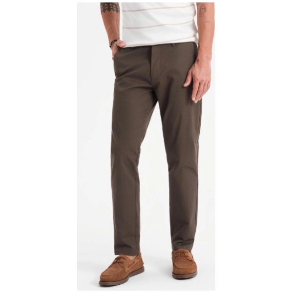 Hnedé chinos nohavice s jemnou textúrou V3 PACP-0184 - XXL