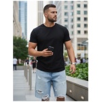 Jednofarebné čierne tričko bez potlače (Plus Size) - 4XL