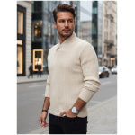 Pánsky béžový sveter s košeľovým golierom Dstreet WX2258z
