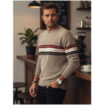 Pánsky hnedý pásikavý sveter Dstreet WX2282