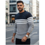 Šedý pánsky pruhovaný sveter Dstreet WX2230