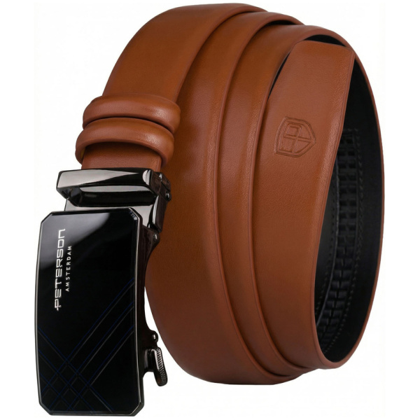 Svetlohnedý pánsky kožený opasok Peterson s čiernou automatickou prackou