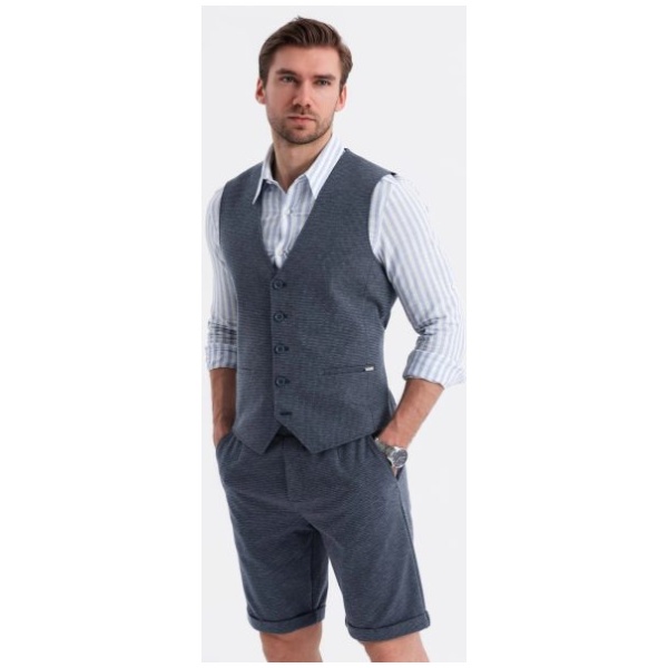 Tmavomodrá elegantná súprava (vesta+ kraťasy) V1 Z112 - S