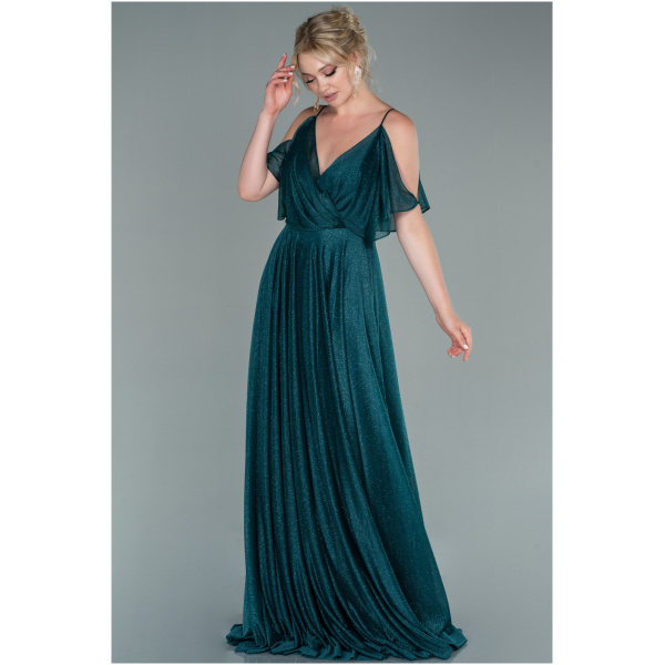 Abiyefon Smaragdové trblietavé spoločenské šaty Veľkosť: L