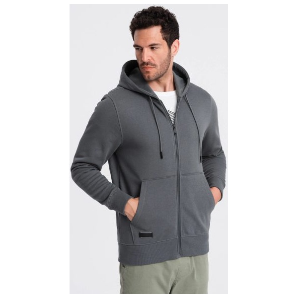 Bavlnená mikina pre mužov- grafitová v11 om-ssbz-0160 - XL