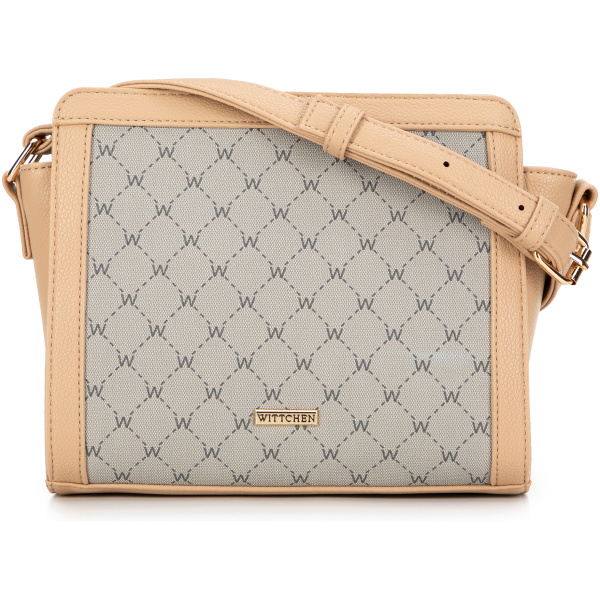 Béžová crossbody kabelka s monogramom 99-4Y-501-9