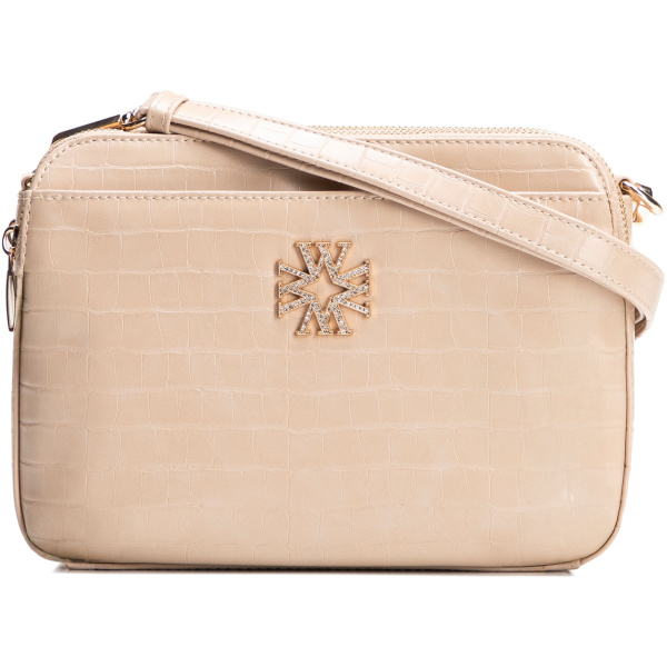 Béžová trojkomorová crossbody kabelka z imitácie kože 29-4Y-017-B9