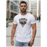 Biele pánske tričko s potlačou RETRO CAR - M