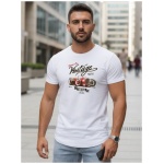 Biele pánske tričko s potlačou RETRO CAR - M