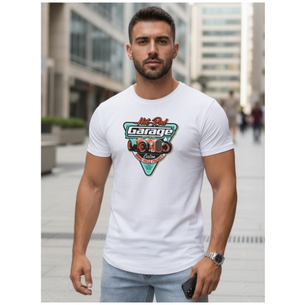 Biele pánske tričko s potlačou RETRO CAR - M