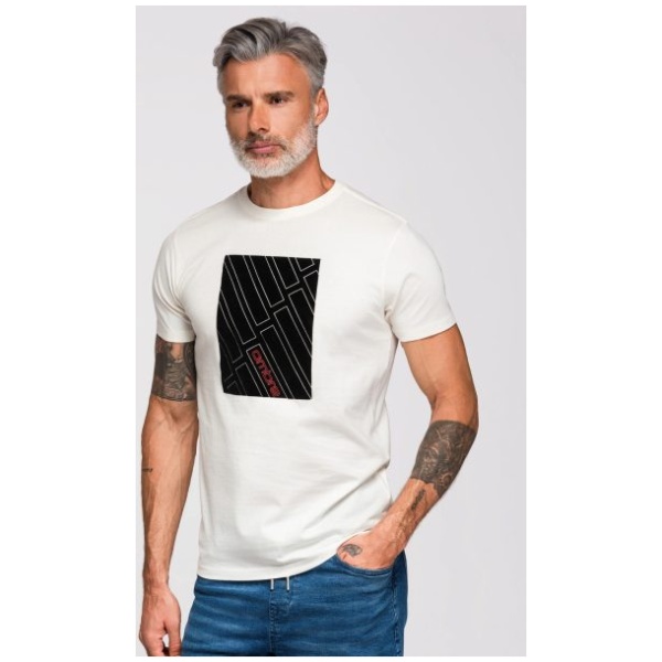 Biele tričko s geometrickou potlačou V1 TSPT-0259 - XXL