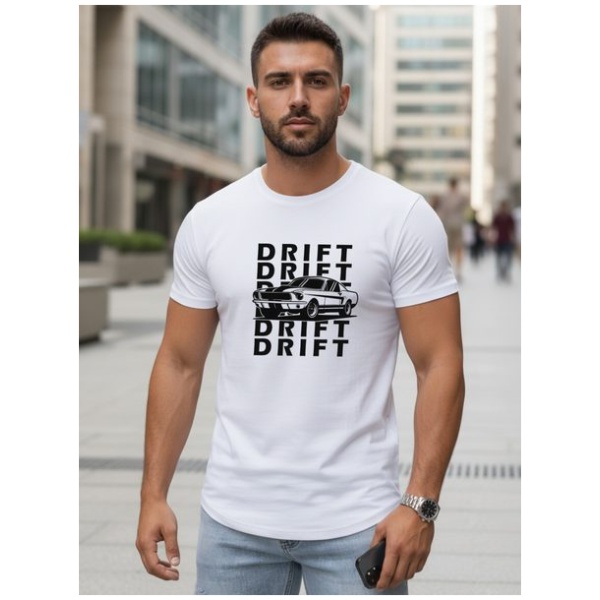 Biele tričko s originálnym nápisom DRIFT - M