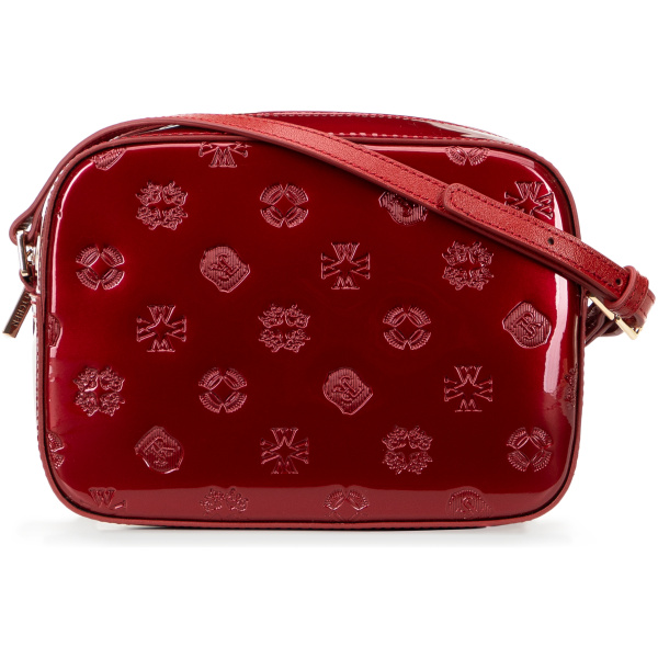 Červená crossbody kabelka z lakovanej kože 29-4E-025-3