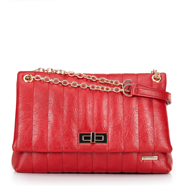 Červená dvojkomorová crossbody kabelka z imitácie kože 100-4Y-418-3