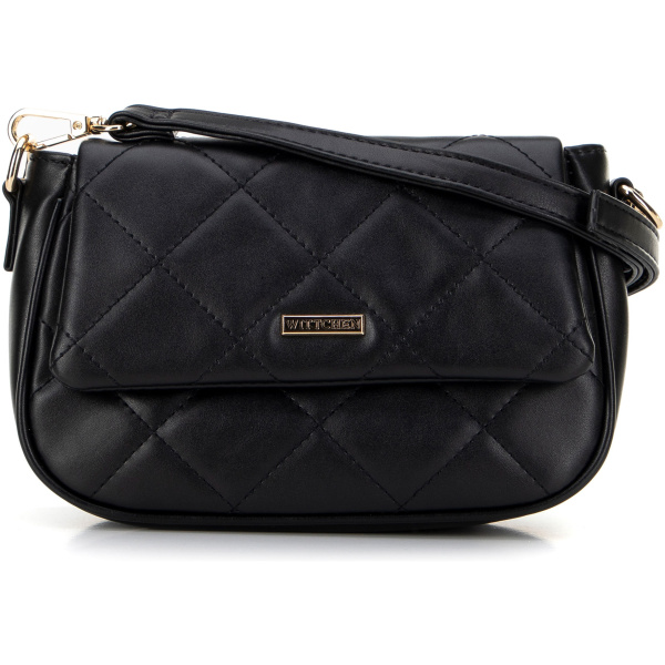 Čierna crossbody kabelka z imitácie kože s prešívaním 29-4Y-609-1