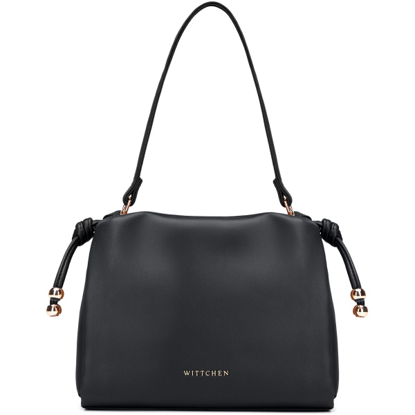 Čierna crossbody kabelka z imitácie kože so šnúrkami 102-4Y-406-1
