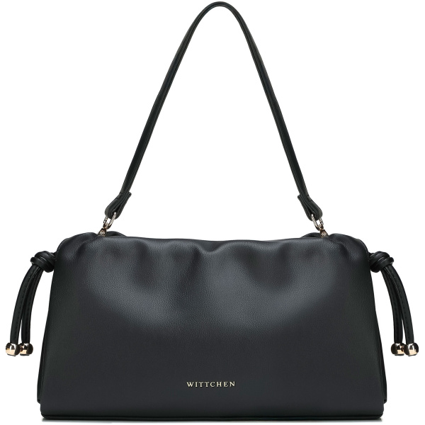 Čierna crossbody kabelka z imitácie kože so šnúrkami 102-4Y-407-1