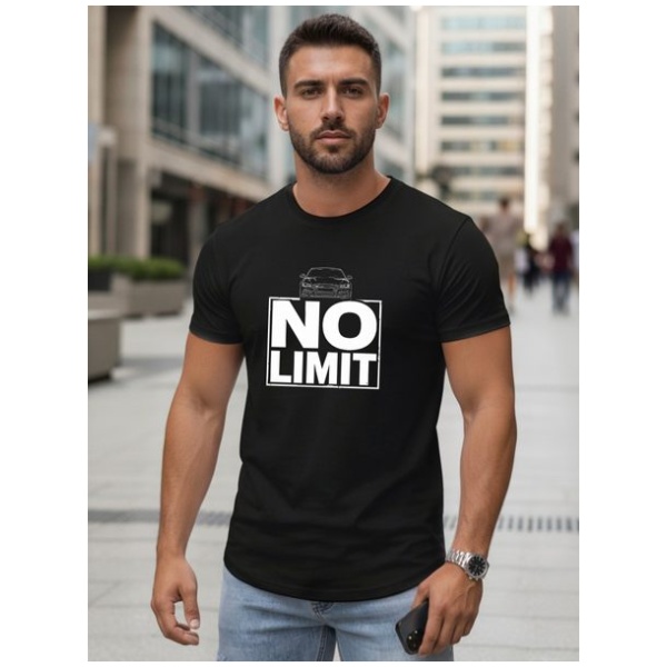 Čierne pánske tričko s potlačou NO LIMIT - XL