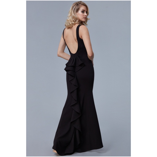 Čierne priliehavé šaty s volánmi Veľkosť: XS